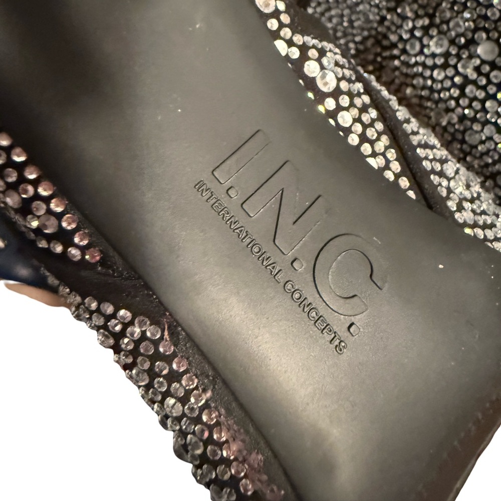 INC International Concepts NWT Sz 6.5 Black Rhinestone Embellished Boots (SH150) - Picture 11 of 15